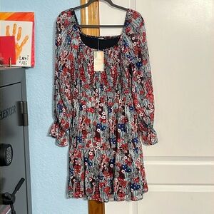 NWT red, white, and blue floral dress. Never worn size large